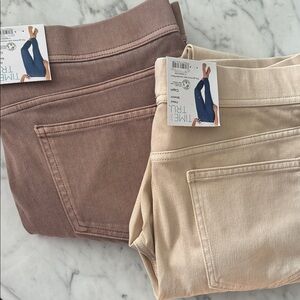 XXL (20) Twin Pack Two Colors Stretchy Pull-On Capri Pants in Mauve and Beige